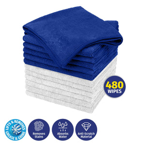 Darrahopens Home & Garden > Laundry & Cleaning Xtra Kleen 480PCE Microfibre Cloths 200GSM Absorbent Multipurpose 30 x 30cm