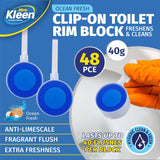 Darrahopens Home & Garden > Laundry & Cleaning Xtra Kleen 48PCE Clip On Deodorisers Ocean Fresh Scent Anti Limescale 40g