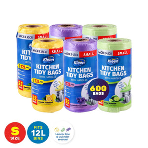 Darrahopens Home & Garden > Laundry & Cleaning Xtra Kleen 600PCE Scented Kitchen Tidy 12L Garbage Bag Handles Small 44 x 45cm