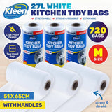 Darrahopens Home & Garden > Laundry & Cleaning Xtra Kleen 720PCE 27L Kitchen Tidy Bags White Medium Tie Handles 51 x 65cm