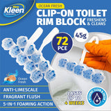 Darrahopens Home & Garden > Laundry & Cleaning Xtra Kleen 72PCE 45g Toilet Rim Clip-On Deodoriser Foaming Action Ocean Fresh