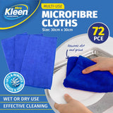 Darrahopens Home & Garden > Laundry & Cleaning Xtra Kleen 72PCE Microfibre Cloths Lint Free Highly Absorbent 30 x 30cm