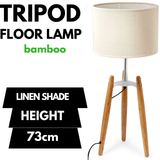 Darrahopens Home & Garden > Lighting 73cm Bamboo Tripod Table Lamp Light Modern Vintage w Beige Linen Shade