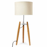 Darrahopens Home & Garden > Lighting 73cm Bamboo Tripod Table Lamp Light Modern Vintage w Beige Linen Shade