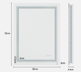 Darrahopens Home & Garden > Lighting Interior Ave - LED Rectangle Frameless Salon / Bathroom Wall Mirror - 70 x 50cm