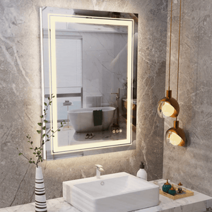 Darrahopens Home & Garden > Lighting Interior Ave - LED Rectangle Frameless Salon / Bathroom Wall Mirror - 90 x 70cm
