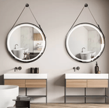 Darrahopens Home & Garden > Lighting Interior Ave - LED Round Hanging Salon / Bathroom Wall Mirror - Black - 60cm