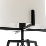 Darrahopens Home & Garden > Lighting Modern Scandi Metal Dimmable Table Desk Lamp w/ Linen Shade - Matte Black