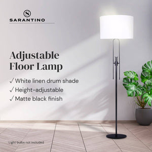 Darrahopens Home & Garden > Lighting Sarantino Height-Adjustable Metal Floor Lamp Matte Black