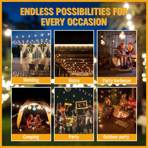 Darrahopens Home & Garden > Lighting Solar Power 15 LED 18.2M Festoon String Lights Wedding Party WaterProof