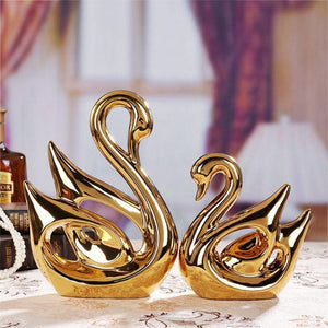 Darrahopens Home & Garden > Lighting Swan Couple Ceramic Statue Wedding Gift J21G