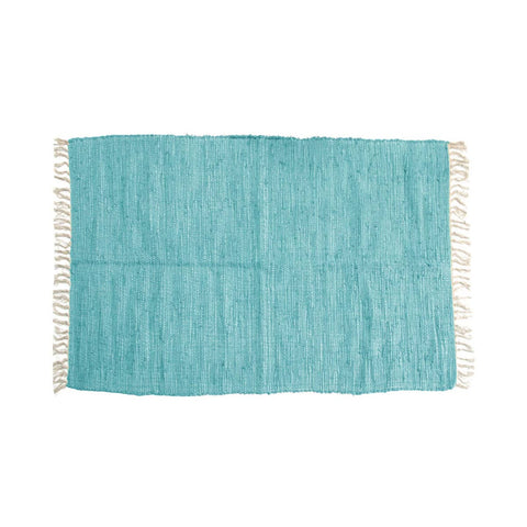 Darrahopens Home & Garden > Rugs Large Chindi Cotton Handmade Floor Mat with Tassels 90 x 150 cm Aqua