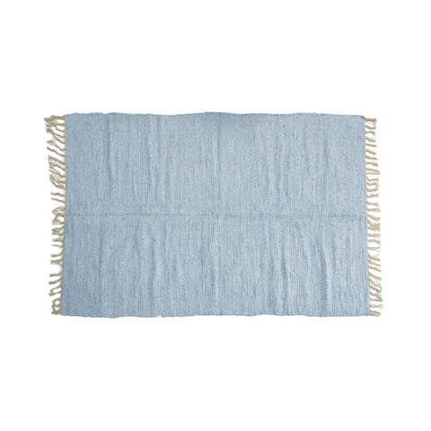 Darrahopens Home & Garden > Rugs Large Chindi Cotton Handmade Floor Mat with Tassels 90 x 150 cm Sky