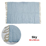 Darrahopens Home & Garden > Rugs Large Chindi Cotton Handmade Floor Mat with Tassels 90 x 150 cm Sky