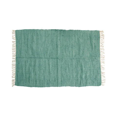 Darrahopens Home & Garden > Rugs Large Chindi Cotton Handmade Floor Mat with Tassels 90 x 150 cm Teal