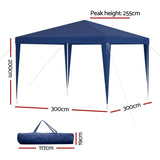 Darrahopens Home & Garden > Shading Instahut Gazebo 3x3m Wedding Party Marquee Tent Outdoor Event Camping Canopy Shade