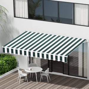 Darrahopens Home & Garden > Shading Instahut Retractable Folding Arm Awning Manual Sunshade 3Mx2.5M Green White