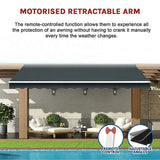 Darrahopens Home & Garden > Shading Motorised Outdoor Folding Arm Awning Retractable Sunshade Canopy Grey 4.0m x 2.5m