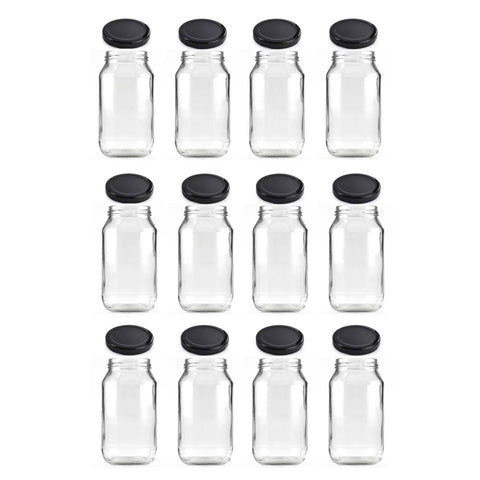 Darrahopens Home & Garden > Storage 12x 500ml Flint Glass Jars + Twist Lids - Round Food Storage Preserving Jar