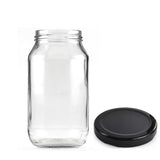 Darrahopens Home & Garden > Storage 12x 500ml Flint Glass Jars + Twist Lids - Round Food Storage Preserving Jar