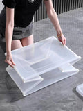 Darrahopens Home & Garden > Storage 37 Litre Modular Clear Foldable Storage Box with Lid Plastic Tub Collapsible