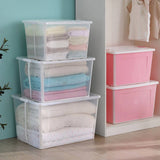 Darrahopens Home & Garden > Storage 37 Litre Modular Clear Foldable Storage Box with Lid Plastic Tub Collapsible