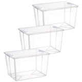 Darrahopens Home & Garden > Storage 3x 37 Litre Modular Clear Foldable Storage Box with Lid Plastic Tub Collapsible