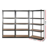 darrahopens Home & Garden > Storage 3x1.8M 5-Shelves Steel Warehouse Shelving Racking Garage Storage Rack Grey