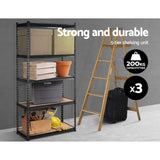 darrahopens Home & Garden > Storage 3x1.8M 5-Shelves Steel Warehouse Shelving Racking Garage Storage Rack Grey