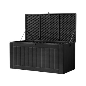 Darrahopens Home & Garden > Storage Gardeon Outdoor Storage Box 830L Container Lockable Bench Tool Shed All Black