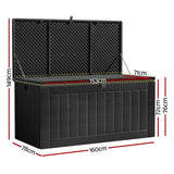 Darrahopens Home & Garden > Storage Gardeon Outdoor Storage Box 830L Container Lockable Bench Tool Shed All Black