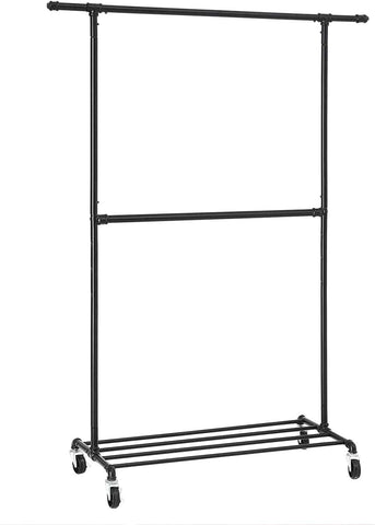 Darrahopens Home & Garden > Storage Industrial Clothing Rack Wheels Double Rod