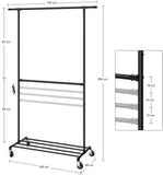 Darrahopens Home & Garden > Storage Industrial Clothing Rack Wheels Double Rod