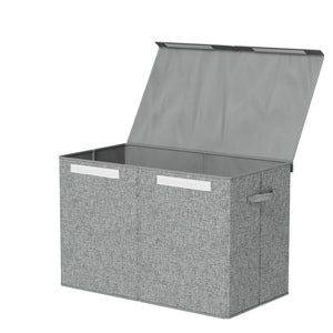 Darrahopens Home & Garden > Storage Keezi Large Toy Box Chest Storage with Flip-Top Lid Foldable Organizer Bins Grey