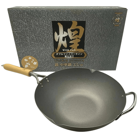 Darrahopens Home & Garden > Storage Kirameki Premium Cast Iron Nitriding Processing Stir-fry Wok (Made in Japan) - 33cm