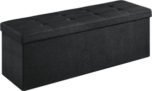 Darrahopens Home & Garden > Storage SONGMICS 110cm Foldable Bench with Storage Space and Divider Black