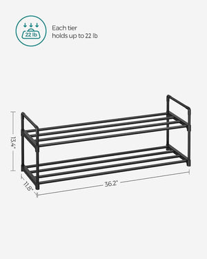 Darrahopens Home & Garden > Storage SONGMICS 2 Tier Metal Shoe Rack for 10 Pairs of Shoes Grey