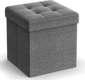 Darrahopens Home & Garden > Storage SONGMICS 30cm Folding Storage Ottoman Foot Rest Stool with Storage Dark Grey