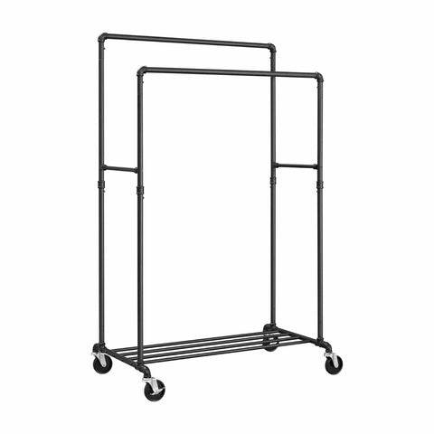 Darrahopens Home & Garden > Storage SONGMICS Industrial Pipe Clothes Rack on Wheels with Hanging Rack Organizer Black