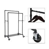 Darrahopens Home & Garden > Storage SONGMICS Industrial Pipe Clothes Rack on Wheels with Hanging Rack Organizer Black