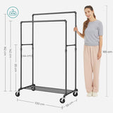 Darrahopens Home & Garden > Storage SONGMICS Industrial Pipe Clothes Rack on Wheels with Hanging Rack Organizer Black