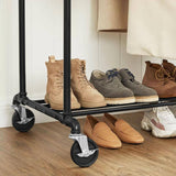 Darrahopens Home & Garden > Storage SONGMICS Industrial Pipe Clothes Rack on Wheels with Hanging Rack Organizer Black