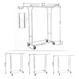 Darrahopens Home & Garden > Storage SONGMICS Metal Clothes Rack Stand on Wheels Heavy Duty Silver