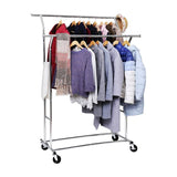 Darrahopens Home & Garden > Storage SONGMICS Metal Clothes Rack Stand on Wheels Heavy Duty Silver