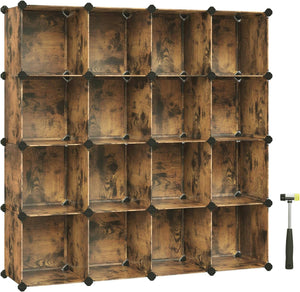 Darrahopens Home & Garden > Storage SONGMICS Set of 16 Plastic Cube Storage Organizer Rustic Brown