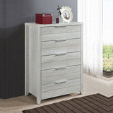 darrahopens Home & Garden > Storage Tallboy with 5 Storage Drawers Natural Wood like MDF in White Ash Colour