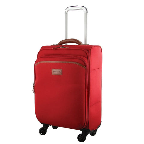Darrahopens Home & Garden > Travel Pierre Cardin 40L Cabin Soft-Shell Suitcase Travel Luggage Bag 4-Wheel Case - Red