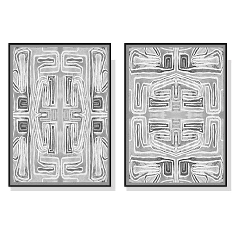 Darrahopens Home & Garden > Wall Art 100cmx150cm Black White Pattern 2 Sets Black Frame Canvas Wall Art