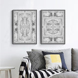 Darrahopens Home & Garden > Wall Art 100cmx150cm Black White Pattern 2 Sets Black Frame Canvas Wall Art