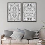 Darrahopens Home & Garden > Wall Art 100cmx150cm Black White Pattern 2 Sets Black Frame Canvas Wall Art